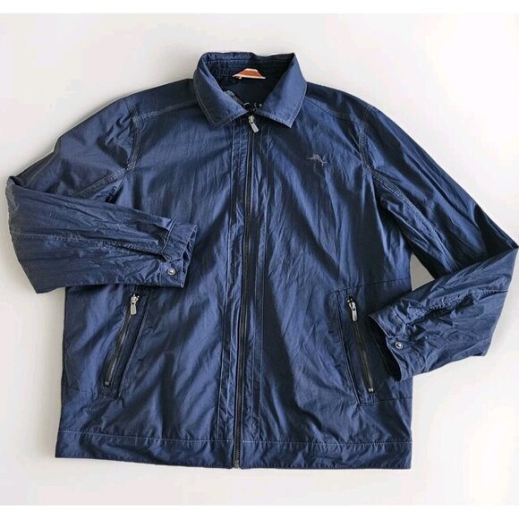 Tommy Bahama Jacket Mens M Navy Cotton Nylon Full Zip Lined Windbreaker Pockets - Picture 8 of 16